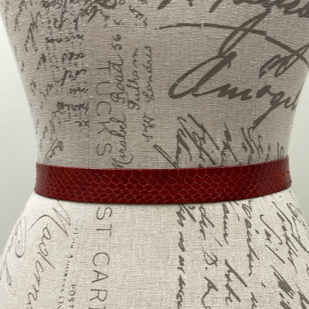 Vintage Red Python Leather Wrap Belt - image 3